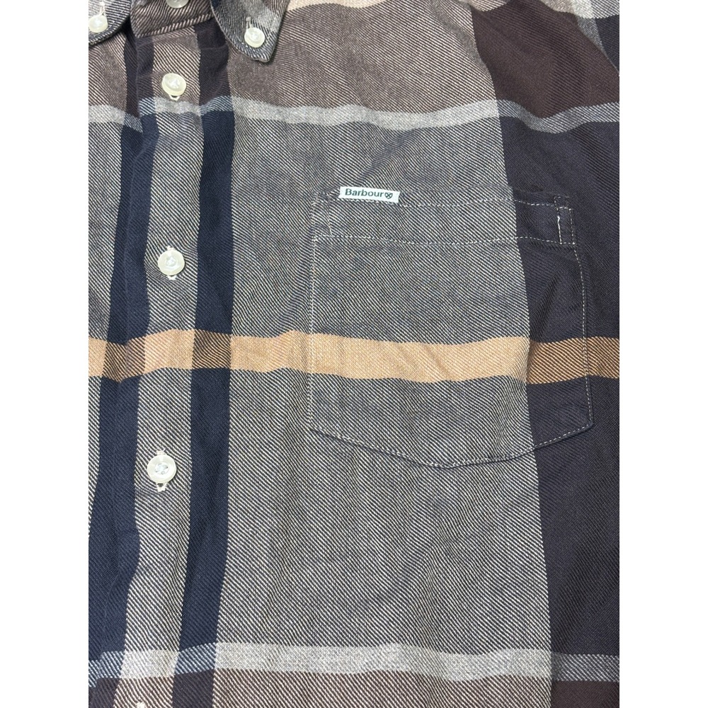 Barbour Mens Regular Fit Plaid Button Down Shirt Navy Tan Grey MSH5382TN63 Small - Picture 2 of 10